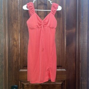 Red Ribbed Mini Dress